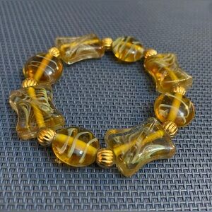 NEW Gold Lampwork glass beads bracelet - NO FURTHER DISCOUNTS!